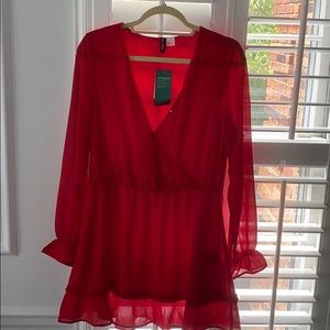 red long sleeve dress